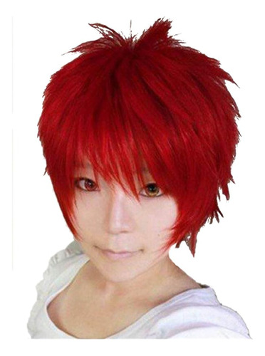 Peluca Pelo Corto Disfraz Cosplay Anti Rojo