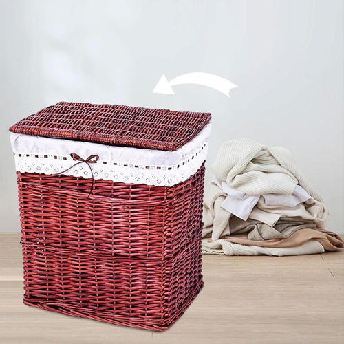 Cesto Para La Colada, Cesta De Mimbre Tejida, Cesta Para La