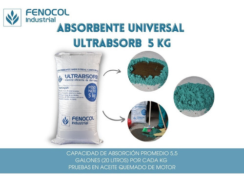 Imagen 1 de 1 de Absorbente Industrial Universal Ultrabsorb X 5 Kg