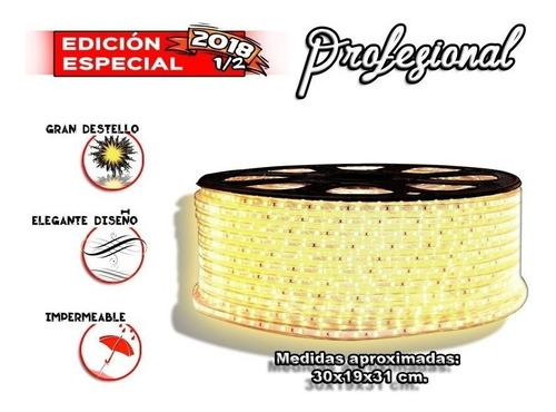 25mts De Leds En Color Blanco Cálido; Impermeable Uso Rudo.