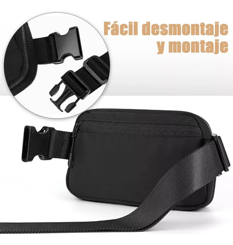 2 Cangurera Deportiva Multiusos Impermeable Gym Correr Bolsa Negro/caqui Color Puro