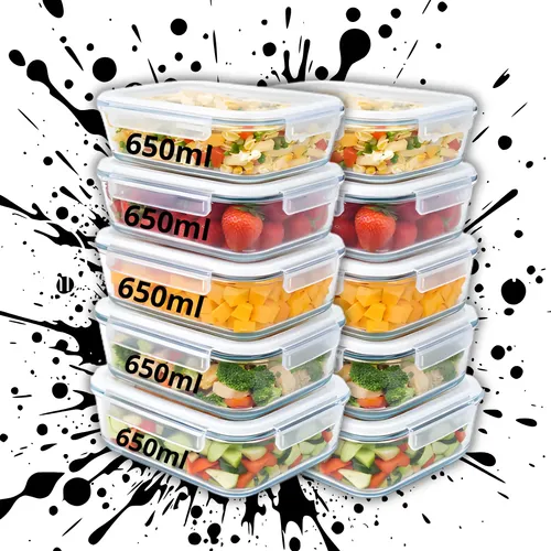 Kit 10 Pote Hermetico Vidro 650ml Tampa Trava Marmita Vidro Tempe...