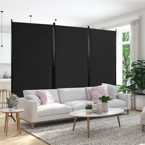 Biombo 6 Pzs 6 Ft Base De Acero Bisagras Negro Gpl