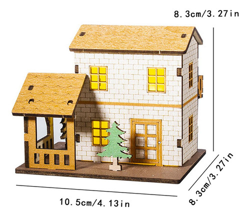 Fa Casa En Miniatura Iluminada Casa 10,5 Cm X 8,3 Cm X 8,3