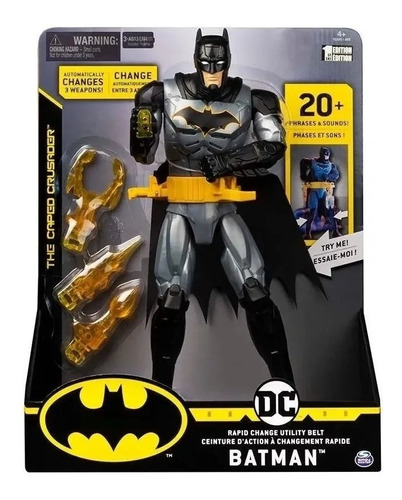 Muñeco Batman Original Cinturon Multiusos 20 Sonidos 30cm 
