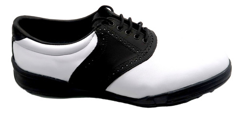 Zapatos Oxford De Golf, Blanco Y Negro Cuero, Green Hole
