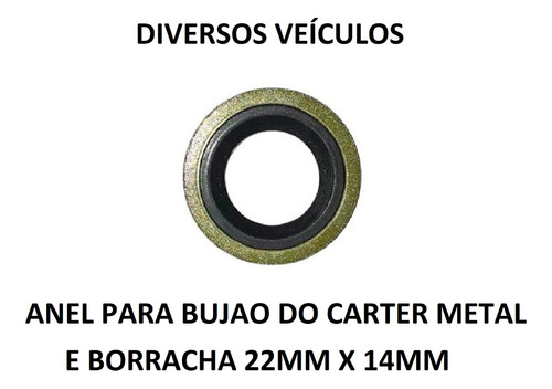 Anel Para Bujão Do Carter Metal E Borracha 22x14mm Mercedes