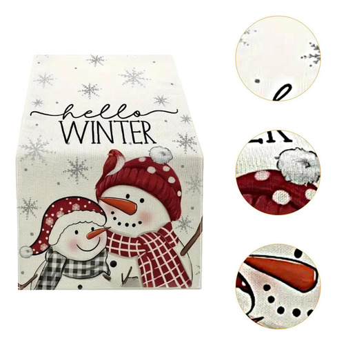 05.05 De Mesa Navideño, Mantel De Muñeco De Nieve, Centro De