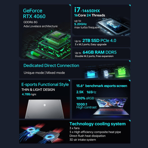 Laptop Para Juegos Thunderobot Radiant 15 Pantalla Qhd De