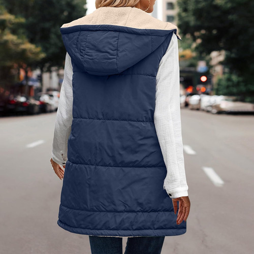 Chaleco Largo Reversible For Mujer, Chamarra De Forro Polar