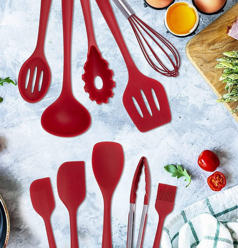 10 Pcs Utensilios De Cocina De Silicona Juego Antiadherente