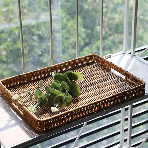 Bandeja Decorativa Tejida, Cesta Para 35cm X 24,5cm X 4,5cm