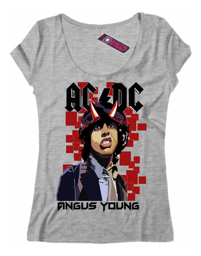 Remera Mujer Ac/dc Angus Young Pop Art Mu 23 Dtg Premium