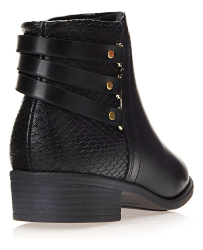 Bota Casual Feminina Ankle Preta Com Tiras Modare