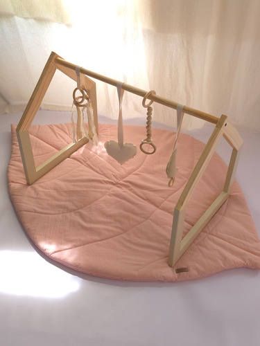 Gimnasio De Madera Montessori Para Bebes Completo Rosa Viejo