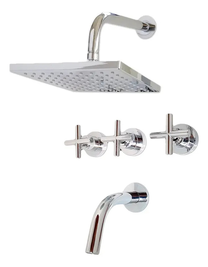 Grifería Ducha Aqualaf Aukan Cruz 69030 Plateado Cromado