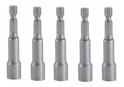 Soquete Canhão Parafusadeira Magnético 08mm Kit C/5 Cor Cromado