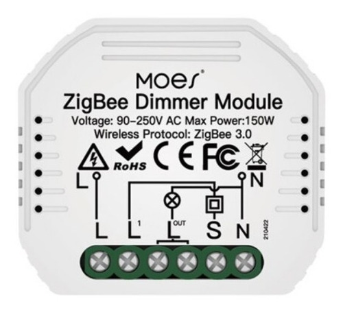 Imagem 1 de 2 de Interruptor Dimmer Zigbee 1 Tecla Casa Inteligente Alexa