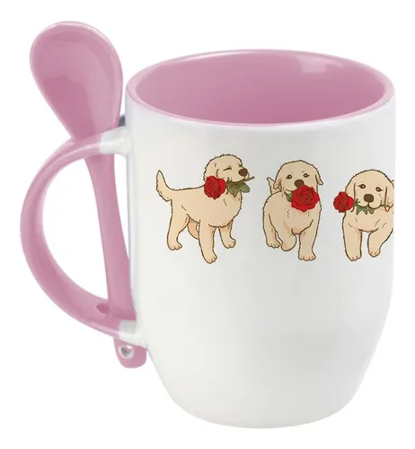 Taza De Cucharita Rosa De Perrito San Valentin Rosas