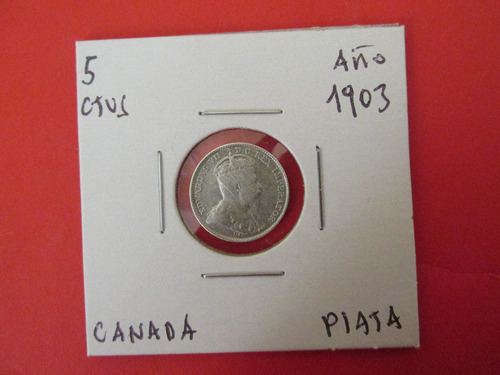Antigua Moneda Canada 5  Centavos De Plata Año 1903