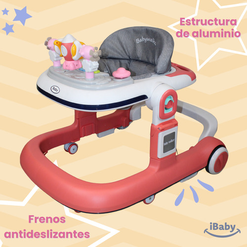 Andadera Caminadora Ibaby Nave Espacial 2en 1 Luces Y Sonido Rosa