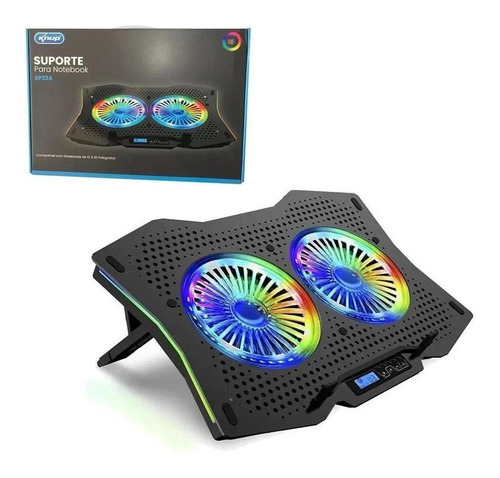 Knup Base suporte cooler notebook 17 gamer iluminação rgb Cinza-escuro