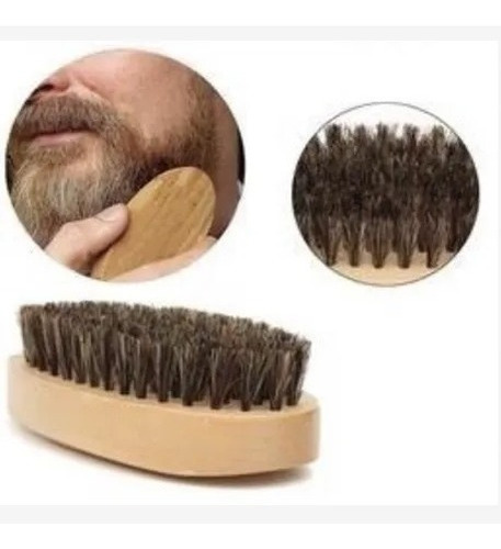 Escova Oval para Palma Cepillo Barba Remove Cabelo Barbearia Madeira
