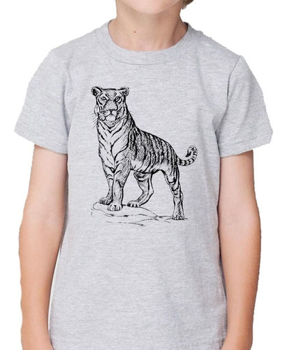 Remera De Niño Tigre Posando Dibujo Silueta