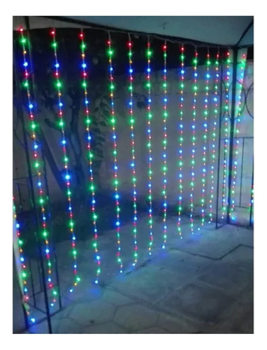 Lluvia Luces Blanco Frío Led Cortina Navidad 3x3m Fiestas 