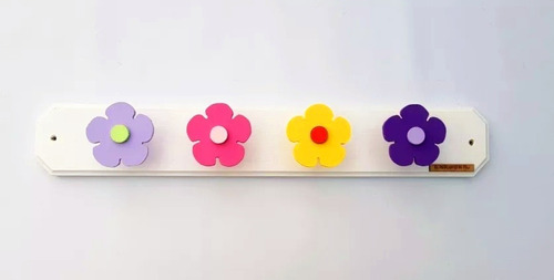 Perchero De Pared Infantil Madera Diseño Flores Original