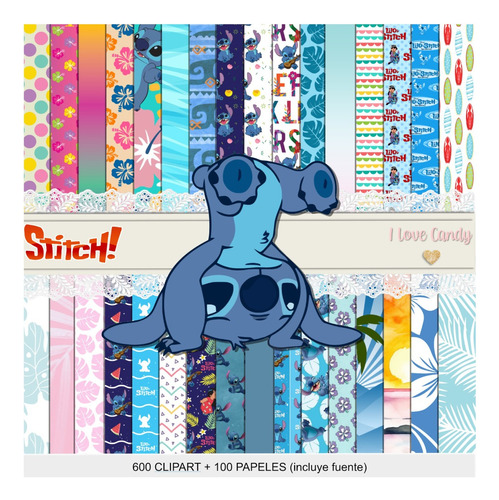 Kit Digital Papeles + Imagenes Stitch