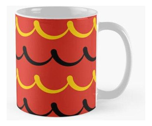 Taza Rojo Brillante Amarillo Mostaza Negro Ondulado Rizo Cur