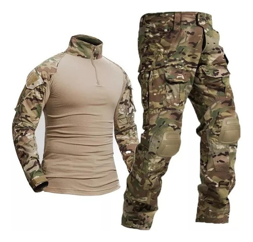 Conjunto Militar Tactico Polera + Pantalon + Rodillera Ekol