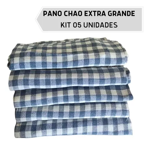 Pano de Chão Alvejado Tipo Saco Xadrez 40cm x 65cm