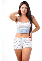 Comprar 2 Baby Doll Pijama Cropped Liganete Renda Sexy Short Top