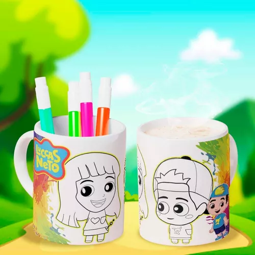 Kit Caneca para colorir com Canetinha - Luccas Neto e Giovanna