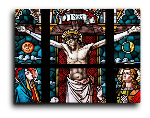 Cuadro Decorativo Canvas Jesus Vitral Iglesia Dios  80*120