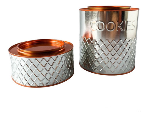 Set X2 Latas Galletitas Cookies Organizador Tapa Simil Mader