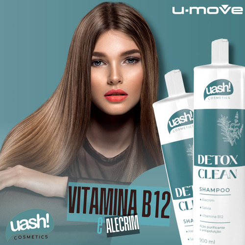 Shampoo Uash Detox Clean 900ml - Vitamina B12 E Alecrim