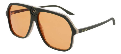 Gucci Gg0734s 003 Square Aviator Olivo Beige Naranja