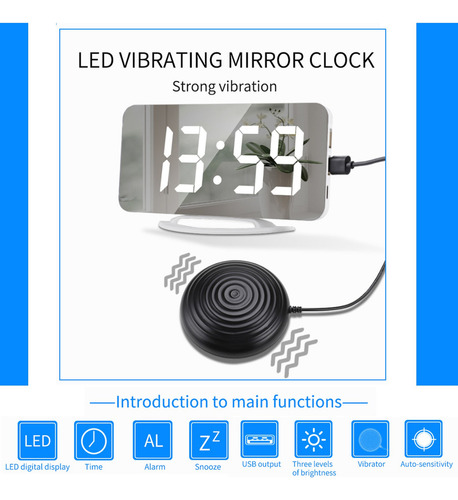 . Despertador Vibratório Despertador De Espelho Digital Com