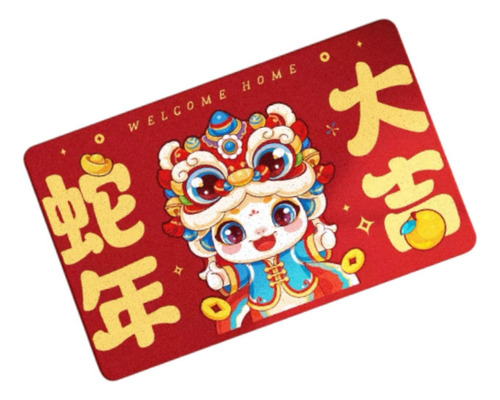 Felpudo Para Puerta De Año Nuevo Danza Del León 50cmx80cm