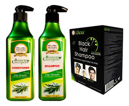 Shampoo + Acondicionador Capilar + Shampoo Negro Caja Dexe