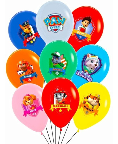 Imagen 1 de 1 de Bouquet De Globos Vinilo Latex Paw Patrol - Patrulla Canina