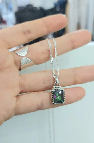 Dije De Plata 925 Y Piedra Cuarzo Místico