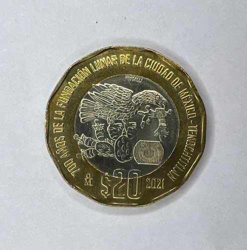 Moneda 20 Pesos 700 Años Fundación Lunar México-tenochtitlan