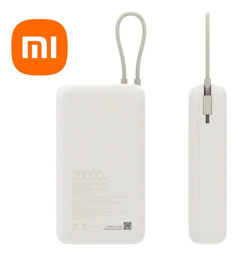 Cargador Portatil Mi Power Bank Xiaomi 33w 20000mah Nuevo Original Carga Rápida Compacto Con Cable Integrado Color Beige