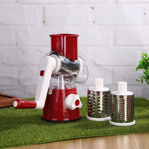 Imagem 8 de 9 de Ralador Mandolin Slicer Verde 3 Lâminas Fatiador Legumes Multiuso Cortador Tabletop Drum Grater