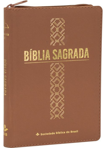 Biblia Sagrada Letra Grande Com Zíper Capa Flexível Almeida Revista E Corrigida Linha Ouro