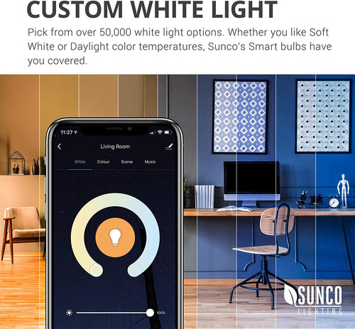 Sunco Lighting - Bombilla Led Wifi (6 Unidades, Br30, 8 W, C
